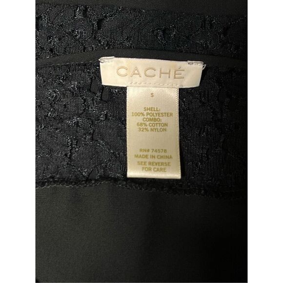 Cache Long Sleeve Black Lace Tunic Size Small - Picture 4 of 5